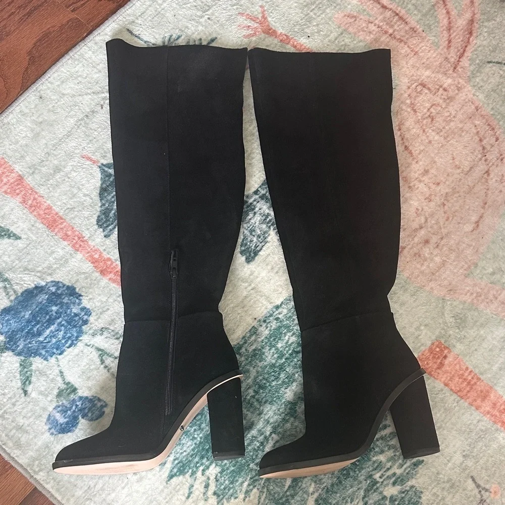 Chic Black Suede Over the Knee Women's Boots